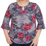NY Collection Plus Size 3/4 Bell Sleeve Top With Hardware