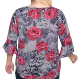NY Collection Plus Size 3/4 Bell Sleeve Top With Hardware