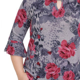 NY Collection Plus Size 3/4 Bell Sleeve Top With Hardware