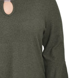 NY Collection Plus Size 3/4 Bell Sleeve Top With Hardware