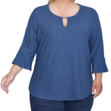 NY Collection Plus Size 3/4 Bell Sleeve Top With Hardware