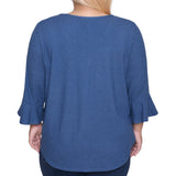 NY Collection Plus Size 3/4 Bell Sleeve Top With Hardware
