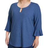NY Collection Plus Size 3/4 Bell Sleeve Top With Hardware