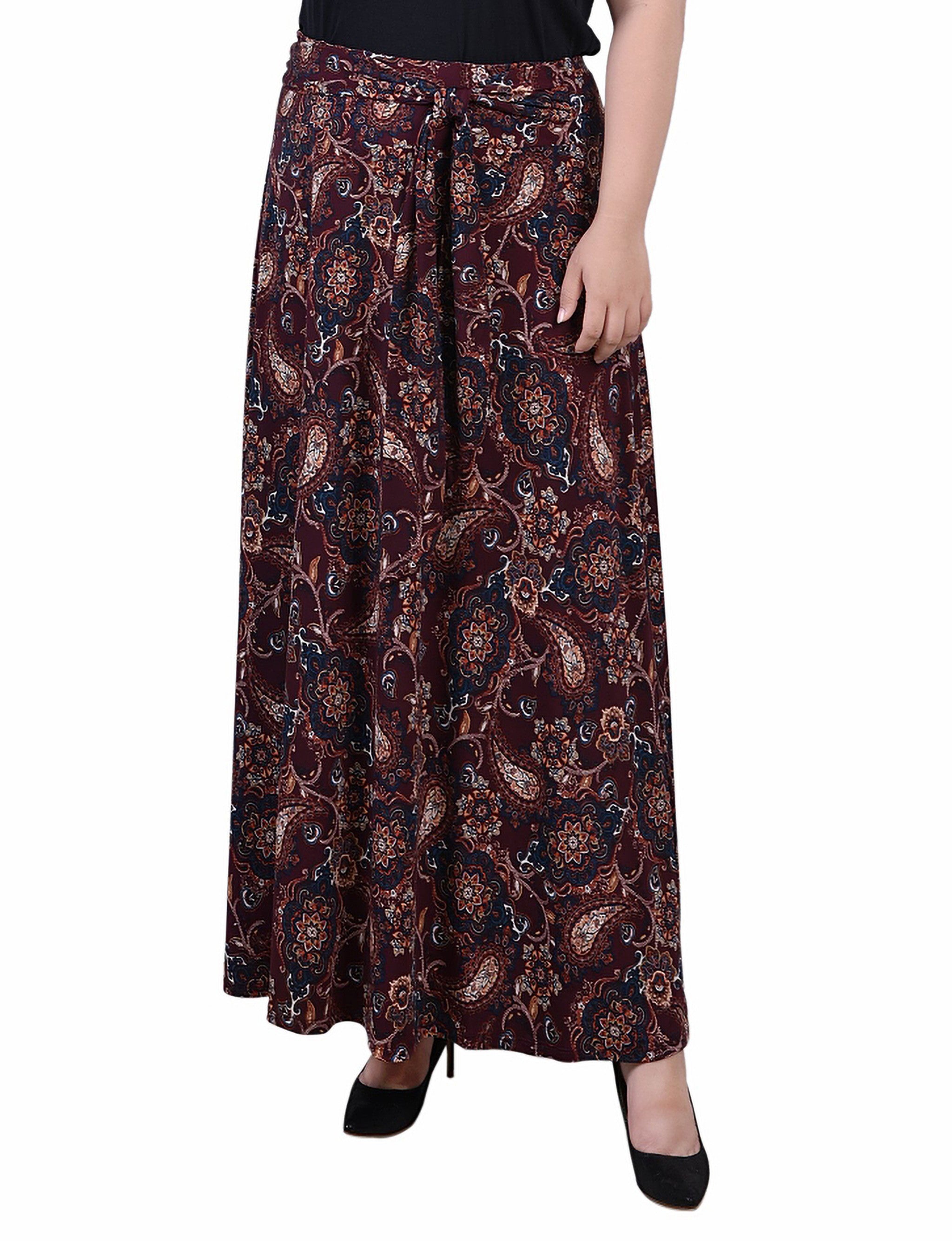 Maxi Skirt With Sash Waist Tie, Plus