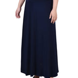 Navy Wide Yoked Maxi Skirt - Plus