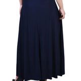 Navy Wide Yoked Maxi Skirt - Plus