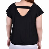 Black Flutter Sleeve Top - Plus Size