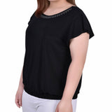 Black Flutter Sleeve Top - Plus Size