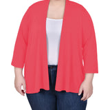 3/4 Sleeve Solid Cardigan, Plus