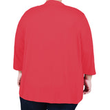 3/4 Sleeve Solid Cardigan, Plus