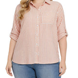 3/4 Sleeve Roll Tab Blouse, Plus