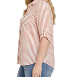 3/4 Sleeve Roll Tab Blouse, Plus