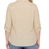 3/4 Sleeve Roll Tab Blouse, Plus