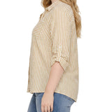 3/4 Sleeve Roll Tab Blouse, Plus