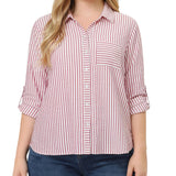3/4 Sleeve Roll Tab Blouse, Plus