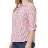 3/4 Sleeve Roll Tab Blouse, Plus