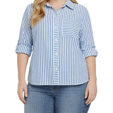 3/4 Sleeve Roll Tab Blouse, Plus