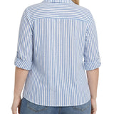 3/4 Sleeve Roll Tab Blouse, Plus