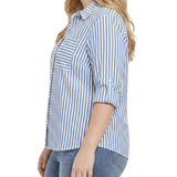 3/4 Sleeve Roll Tab Blouse, Plus