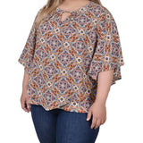 NY Collection Plus Size Elbow Sleeve Poncho Top