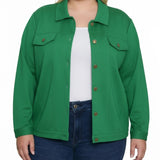 NY Collection Plus Size Long Sleeve Ponte Cropped Jacket
