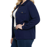 NY Collection Plus Size Long Sleeve Ponte Cropped Jacket