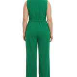 NY Collection Plus Size Sleeveless Belted Jumpsuit