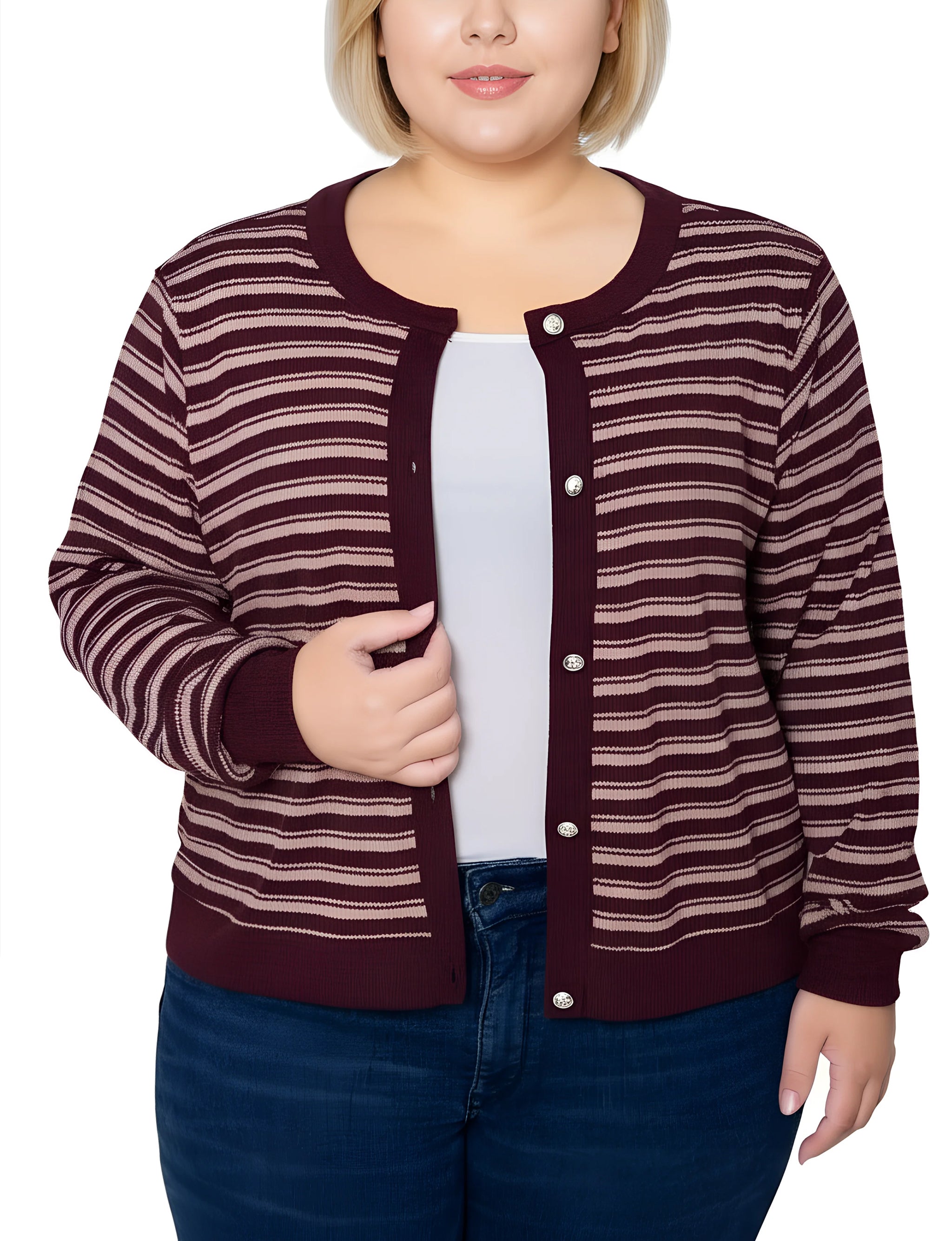 NY Collection Plus Size Long sleeve Ribbed Cardigan