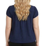 NY Collection Plus Size Cap Slv Rouched Yoke Blouse
