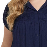 NY Collection Plus Size Cap Slv Rouched Yoke Blouse