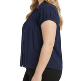 NY Collection Plus Size Cap Slv Rouched Yoke Blouse