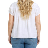 NY Collection Plus Size Cap Slv Rouched Yoke Blouse