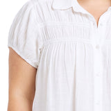 NY Collection Plus Size Cap Slv Rouched Yoke Blouse