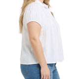 NY Collection Plus Size Cap Slv Rouched Yoke Blouse