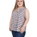 Sleeveless Pintucked Blouse, Plus