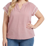 Double-Layer V-Neck Blouse, Plus