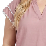 Double-Layer V-Neck Blouse, Plus