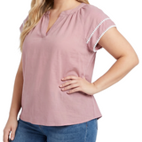 Double-Layer V-Neck Blouse, Plus