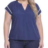 Double-Layer V-Neck Blouse, Plus