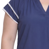 Double-Layer V-Neck Blouse, Plus