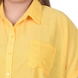 Yellow Short Extended Sleeve Blouse - Plus Size