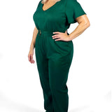 NY Collection Plus Size Short Sleeve Textured Knit Jumpsuit