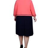 3/4 Sleeve 2 Piece Dress Set - Plus