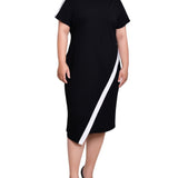 NY Collection Plus Size Short Sleeve Assymetrical Hem Dress