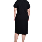 NY Collection Plus Size Short Sleeve Assymetrical Hem Dress