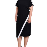 NY Collection Plus Size Short Sleeve Assymetrical Hem Dress