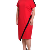 NY Collection Plus Size Short Sleeve Assymetrical Hem Dress