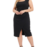 Sleeveless Square Neck Sheath Dress, Plus