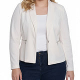 NY Collection Plus Size Cropped Long Sleeve Crepe Jacket
