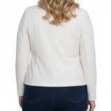 NY Collection Plus Size Cropped Long Sleeve Crepe Jacket